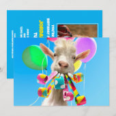 Invitation Chèvre avec pétards de fête (Devant / Derrière)