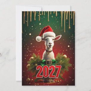Invitation Chèvre de Noël 2027 Drôle de vœu de fête de fin
