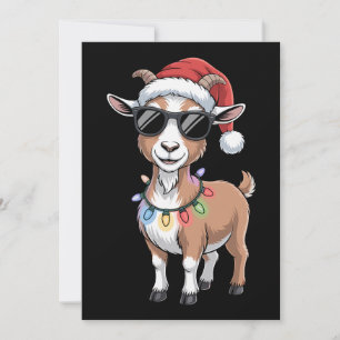 Invitation Chèvre de Noël Chapeau de Père Noël Lunettes de so