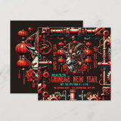 Invitation Chèvre du Nouvel An Chinois Steampunk (Devant / Derrière)