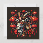 Invitation Chèvre du Nouvel An Chinois Steampunk (Dos)