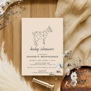 Invitation Chèvre sauvage de ligne simple beige