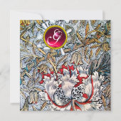 Invitation CHÈVREFEUILLE Rouge Rubis Monogramme Métallisé (Devant)