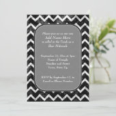 Invitation Chevron Bar Mitzvah noir et blanc Motif Grunge (Debout devant)