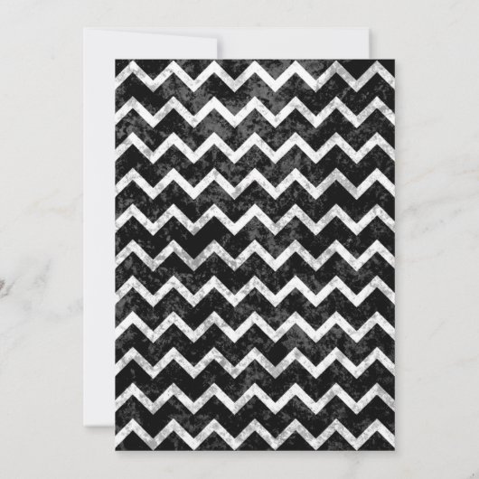 Invitation Chevron Bar Mitzvah noir et blanc Motif Grunge (Dos)