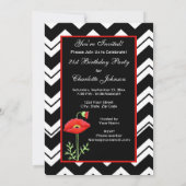 Invitation Chevron Blanc Noir ZizZag Red Poppy 21e anniversai (Dos)