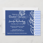 Invitation Chevron bleu ; Aloha (Devant)
