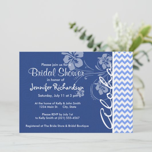 Invitation Chevron bleu ; Aloha (Debout devant)