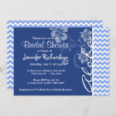 Invitation Chevron bleu ; Aloha (Devant / Derrière)