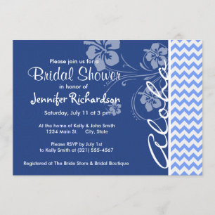 Invitation Chevron bleu ; Aloha