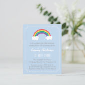 Invitation Chevron bleu et blanc, baby shower d'arc-en-ciel (Debout devant)