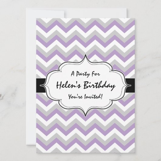 Invitation Chevron Bold Modern ZigZag Motif léger et violet (Devant)