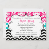 Invitation Chevron Damask Pink Black Blue (Devant)