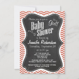 Invitation Chevron de corail foncé ; tableau de bord Vintage