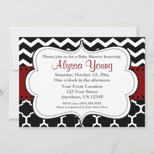 Invitation Chevron de Dark Red Quatrefoil (Devant)