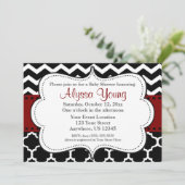 Invitation Chevron de Dark Red Quatrefoil (Debout devant)
