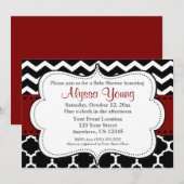 Invitation Chevron de Dark Red Quatrefoil (Devant / Derrière)