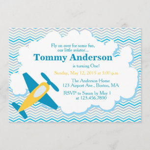 Invitation Chevron de fête d'anniversaire d'avion