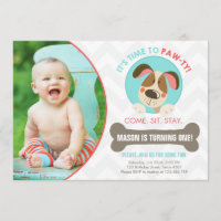 Chevron de rouge bleu d'invitation de chiot