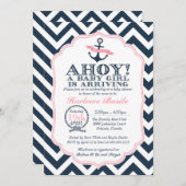 Invitation chevron d'invitation pour la douche de la petite f (Devant / Derrière)