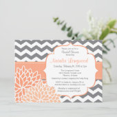 Invitation Chevron Floral moderne bébé ou nuptiale douche pêc (Debout devant)