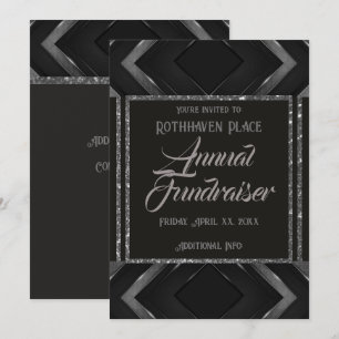 Invitation Chevron gris et noir 