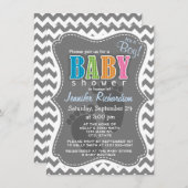 Invitation Chevron gris foncé; zig zag (Devant / Derrière)