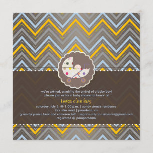 Invitation chevron/jaune+bleu/baby shower/DO-IT-YOURSELF
