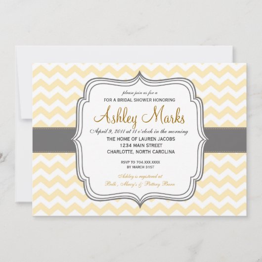 Invitation Chevron jaune et gris (Devant)