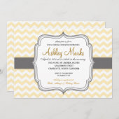 Invitation Chevron jaune et gris (Devant / Derrière)