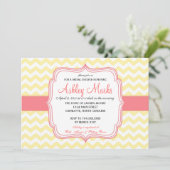 Invitation Chevron jaune et rose (Debout devant)