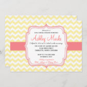 Invitation Chevron jaune et rose (Devant / Derrière)