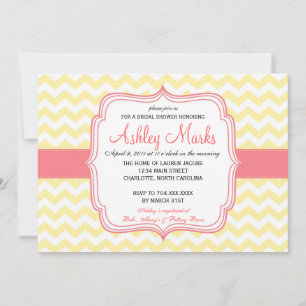 Invitation Chevron jaune et rose