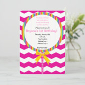 Invitation Chevron Lollipop Candy Anniversaire Fête Invitatio (Debout devant)