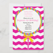 Invitation Chevron Lollipop Candy Anniversaire Fête Invitatio (Devant)