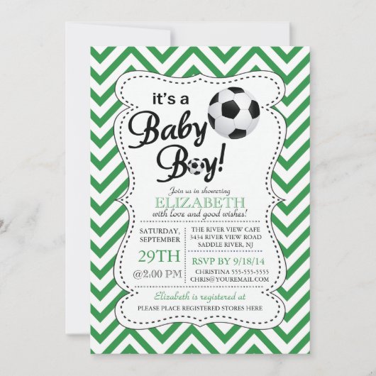 Invitation Chevron moderne C'est un Baby shower de Football d (Devant)