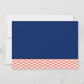 Invitation Chevron moderne Gown Coral Navy Bleu Fête des mari (Dos)