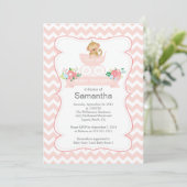 Invitation Chevron Monkey Dans Le Baby shower Carriage Girls (Debout devant)