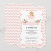 Invitation Chevron Monkey Dans Le Baby shower Carriage Girls (Devant / Derrière)
