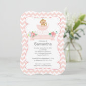 Invitation Chevron Monkey Dans Le Baby shower Carriage Girls (Debout devant)