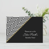 Invitation Chevron noir blanc bachelor PERSONNALISÉ (Debout devant)
