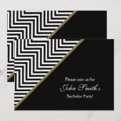 Invitation Chevron noir blanc bachelor PERSONNALISÉ (Devant / Derrière)