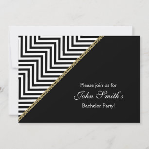 Invitation Chevron noir blanc célibataire SUR MESURE