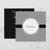 Invitation Chevron noir et blanc (Devant / Derrière)