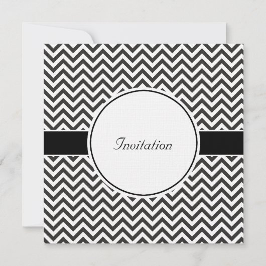 Invitation Chevron noir et blanc (Devant)