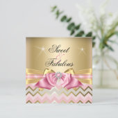 Invitation Chevron or rose doux et fabuleux Anniversaire 2 (Debout devant)
