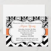 Invitation Chevron Orange et Black (Devant / Derrière)
