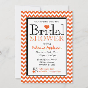 Invitation Chevron Orange & White Bridal Shower