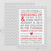Invitation Chevron parfait/rouge et gris de zigzag (Devant / Derrière)