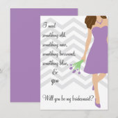 Invitation Chevron pourpre lilas vous serez ma demoiselle (Devant / Derrière)